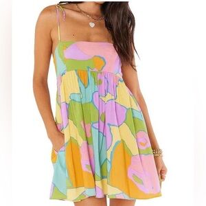 Show Me Your MuMu Gretchen Dress in Pink, Green, and Orange